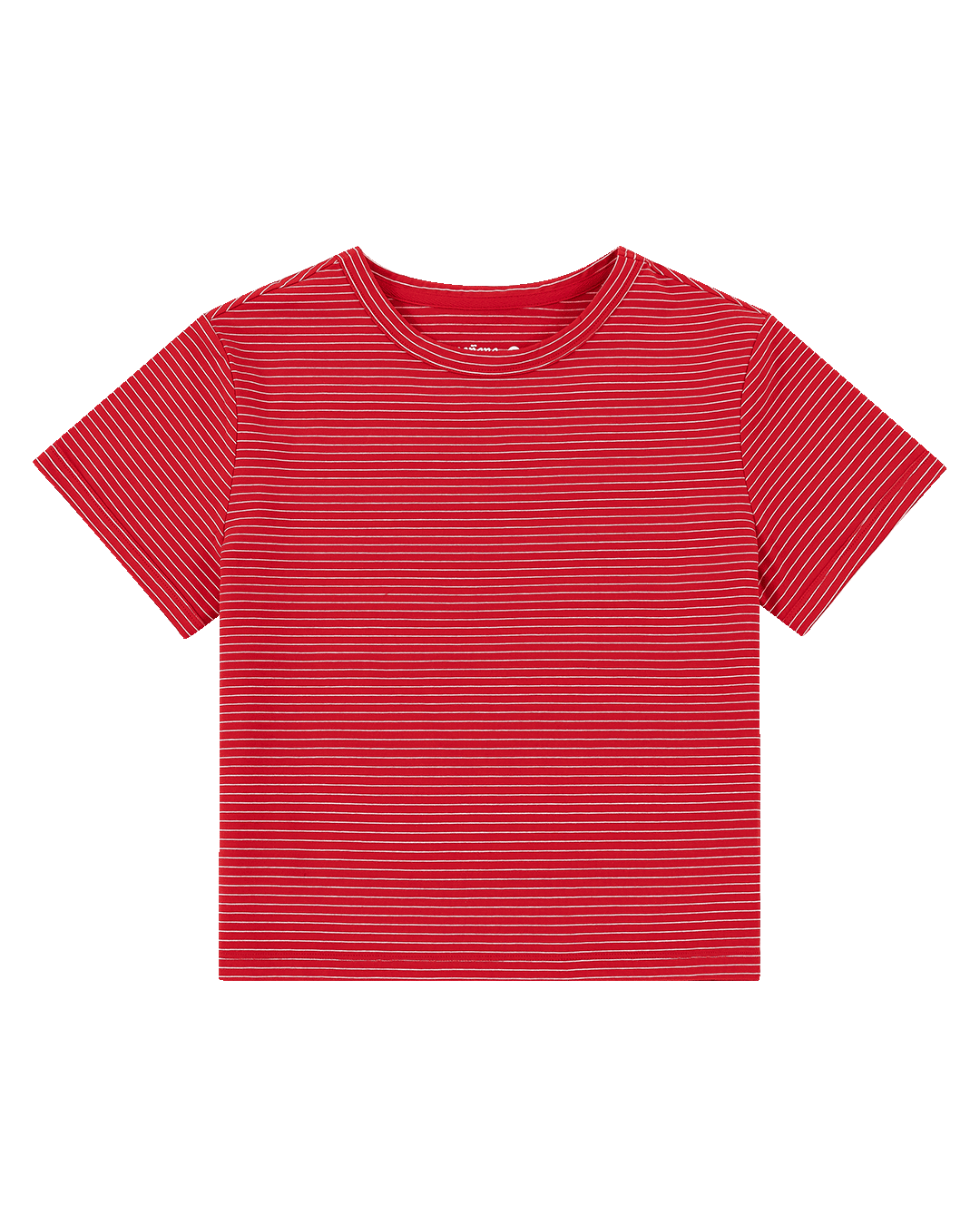 Cropped Striped Tee - Red/White