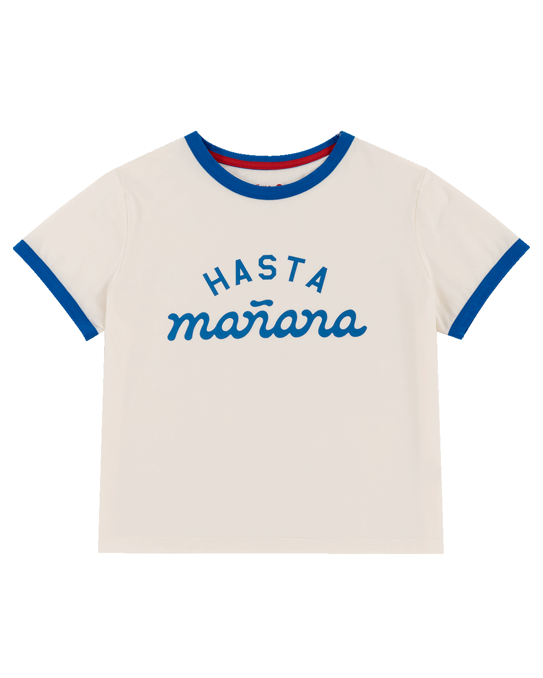 Hasta Manana Cropped Tee - White / Blue