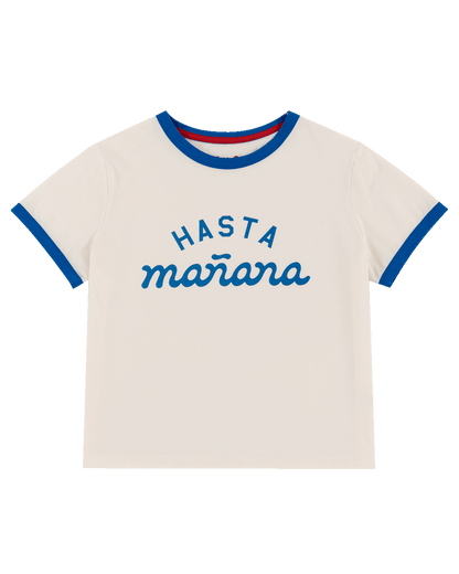 Hasta Manana Cropped Tee - White / Blue