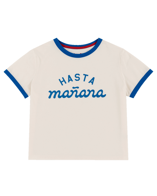 Hasta Manana Cropped Tee - White / Blue