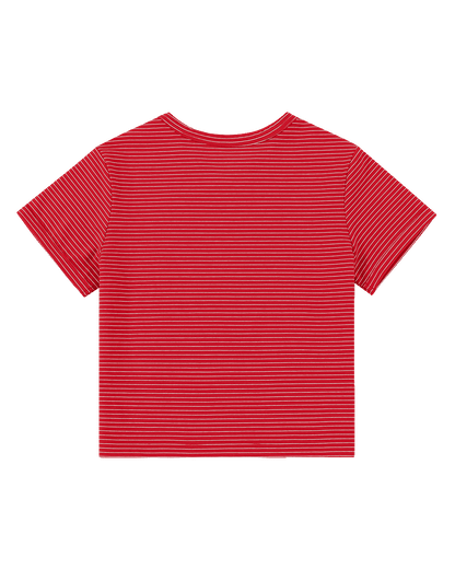 Cropped Striped Tee - Red/White