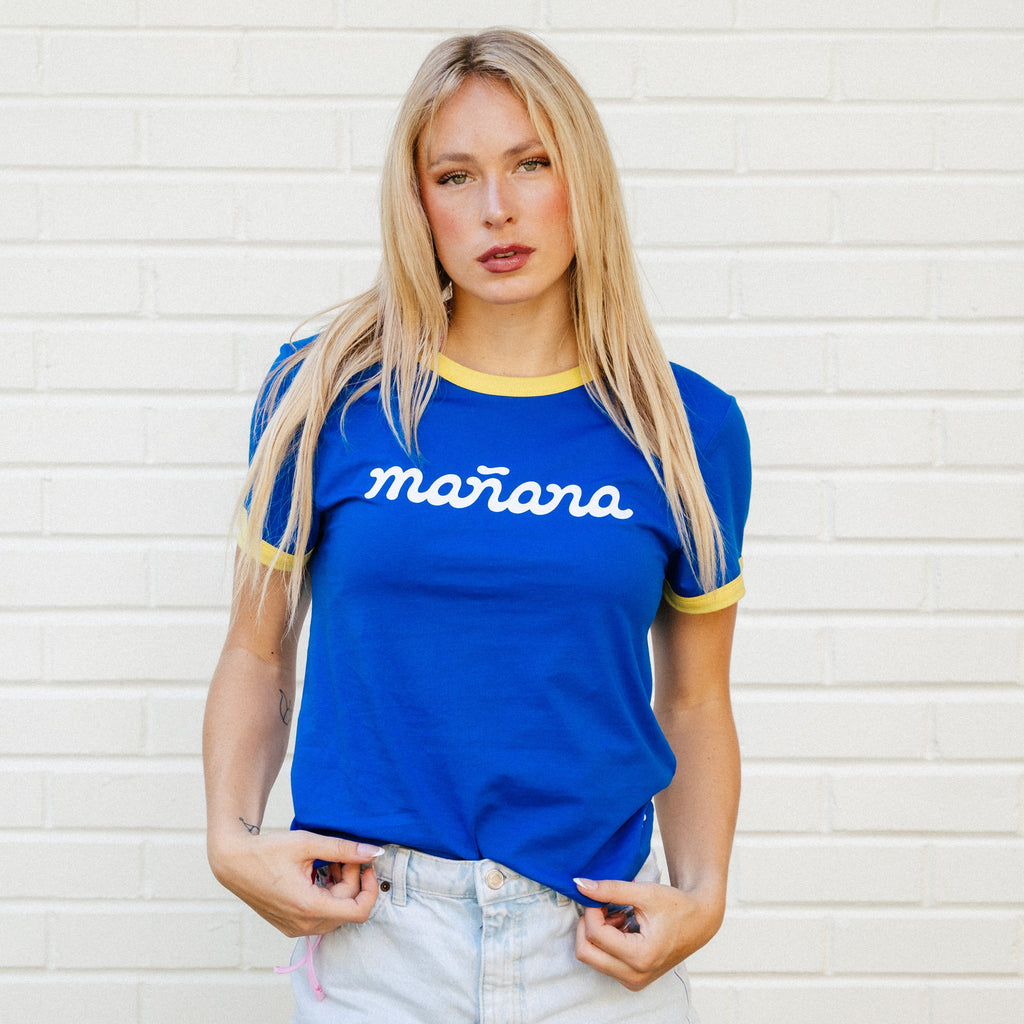 Cropped Ringer Tee - Blue