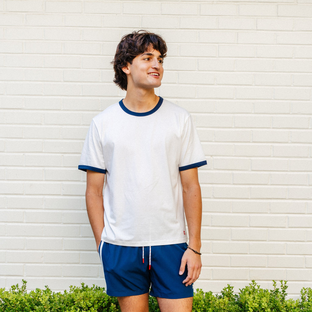 The Classic Ringer Tee - White/Blue