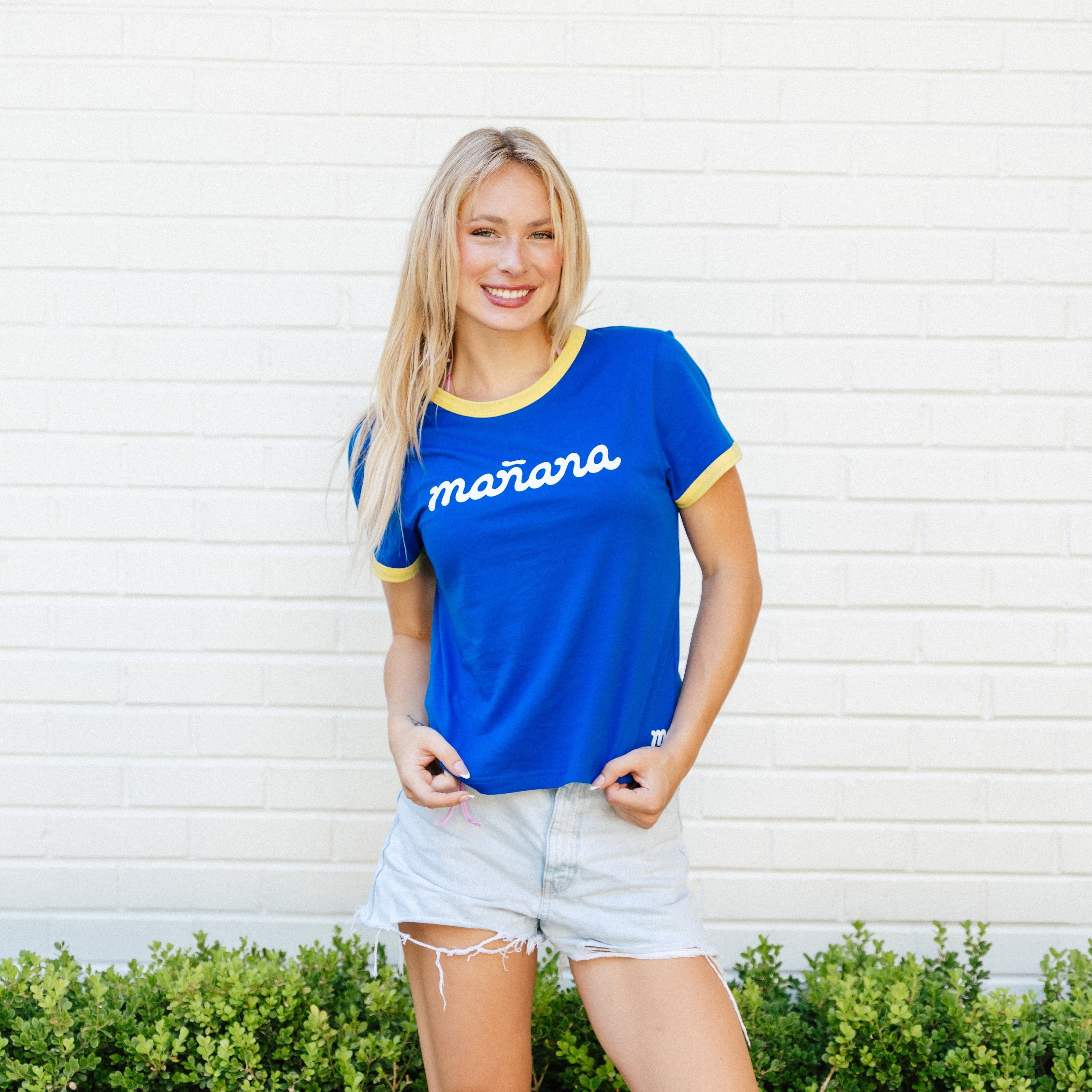 Cropped Ringer Tee - Blue