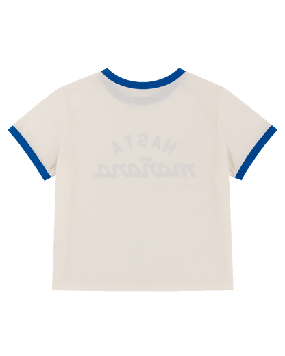 Hasta Manana Cropped Tee - White / Blue