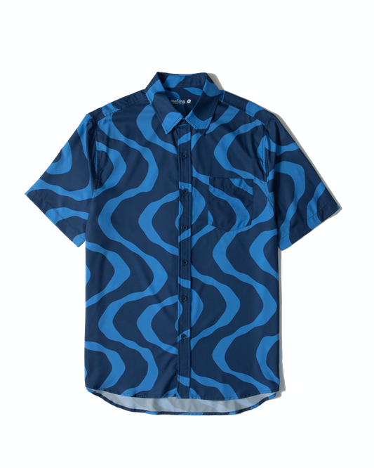 Manana x Ski Shores - Blue Ripple Breeze Button Up