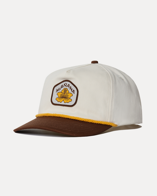 Hibiscus Twill Hat - Off White / Brown