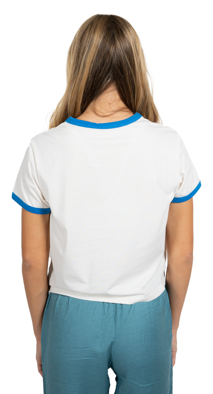 Hasta Manana Cropped Tee - White / Blue