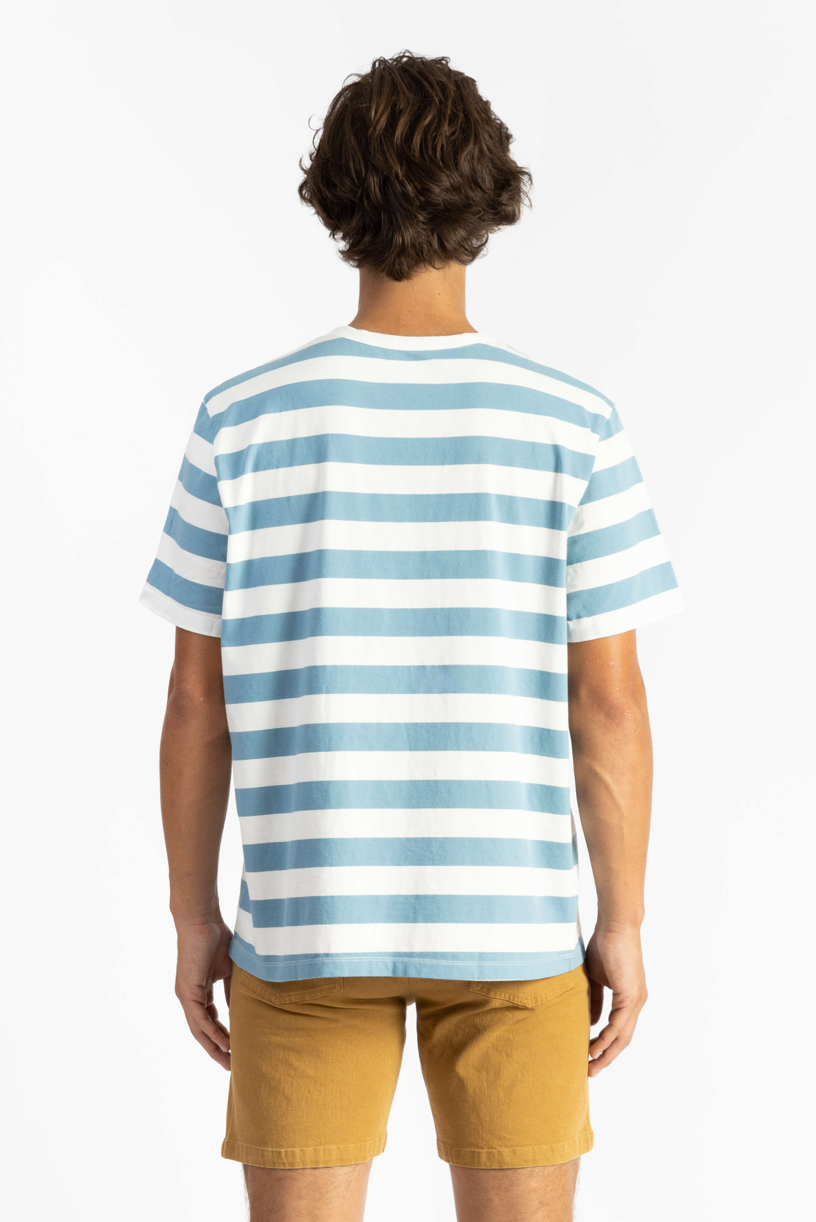 Blue shorts with white stripes sale