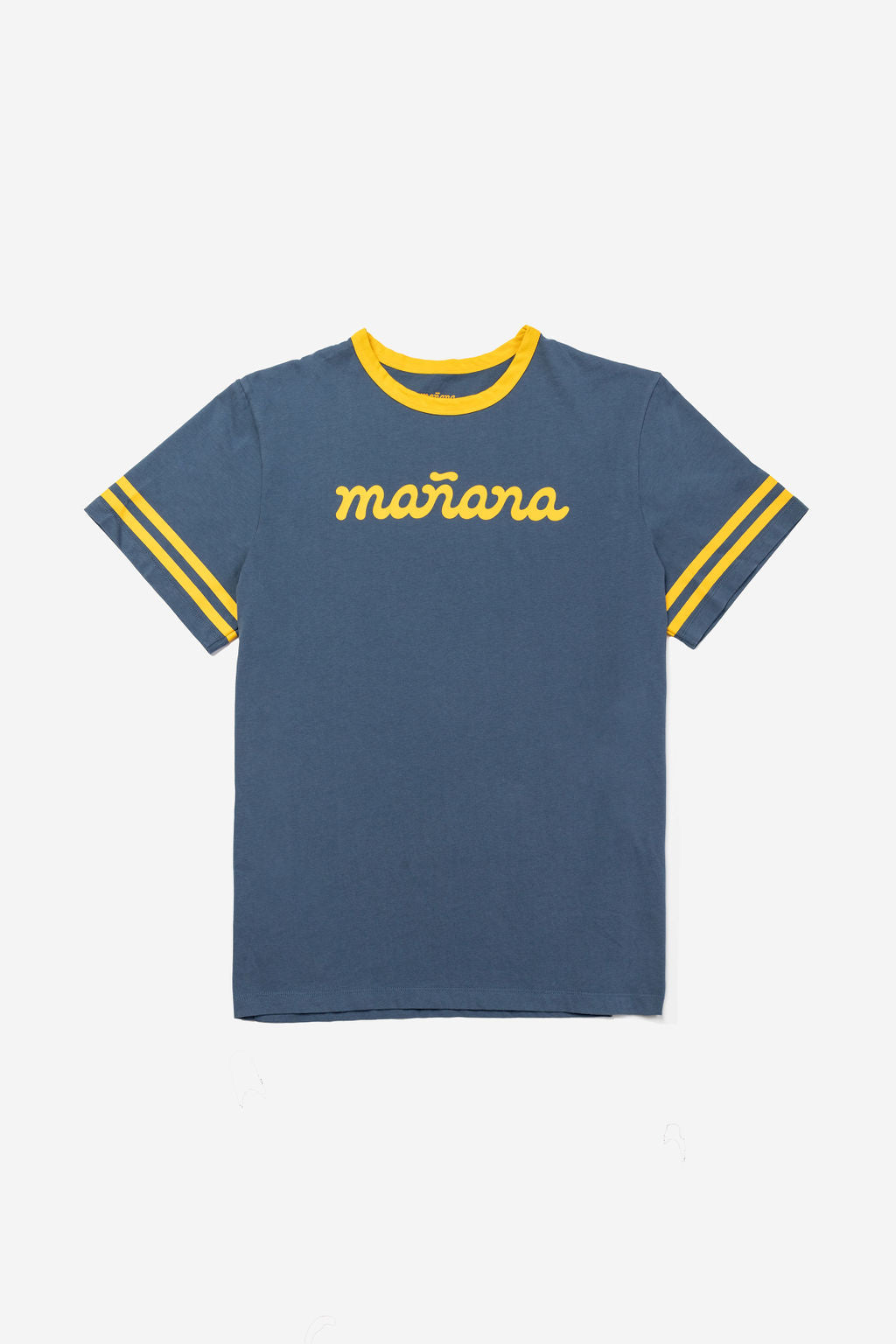 Blue tee shirt with Manana branding