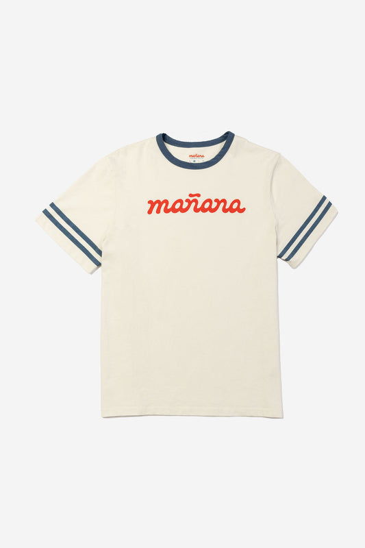 Off white tee shirt with Manana branding