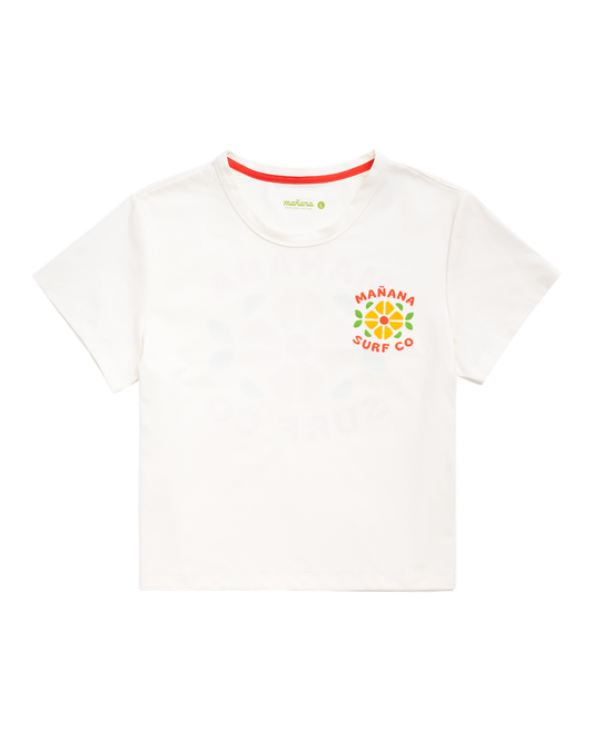 Cropped Flower Tile Tee - Off White