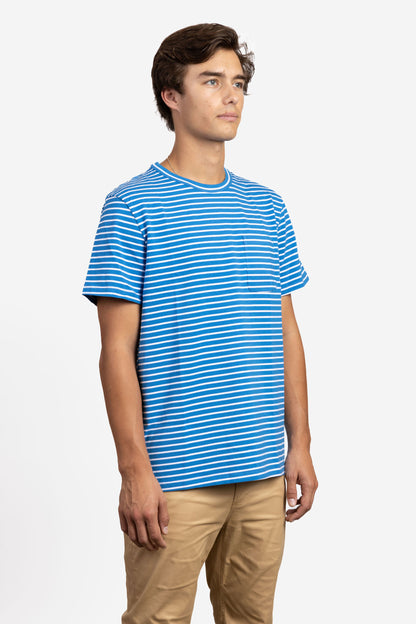 Striped Pocket Tee - White/Blue