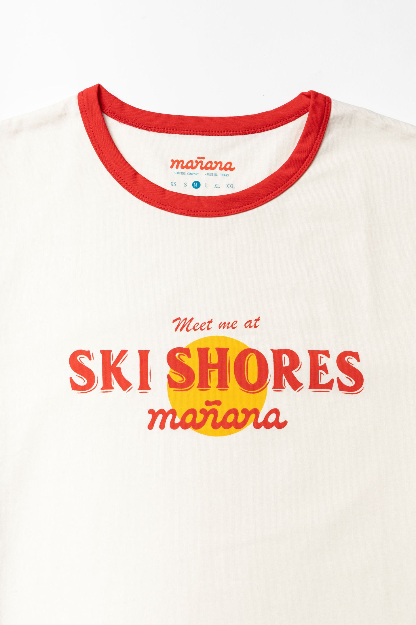 Ski Shores Red Ringer Shirt having Manana branding
