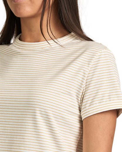 Cropped Striped Tee - White/Yellow