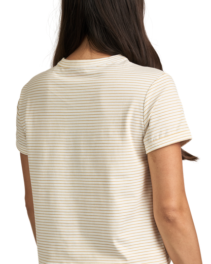 Cropped Striped Tee - White/Yellow