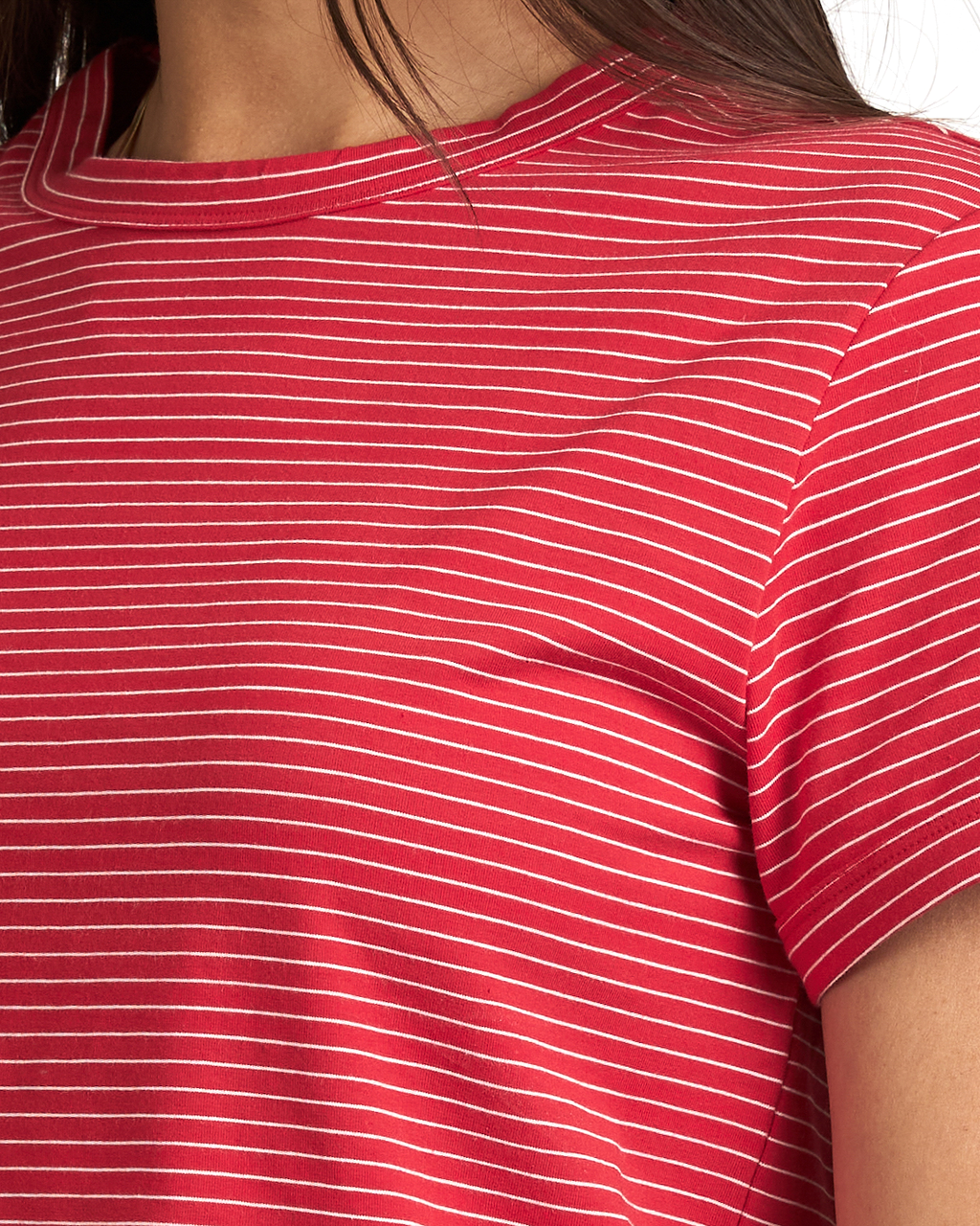 Cropped Striped Tee - Red/White