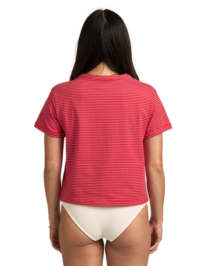 Cropped Striped Tee - Red/White