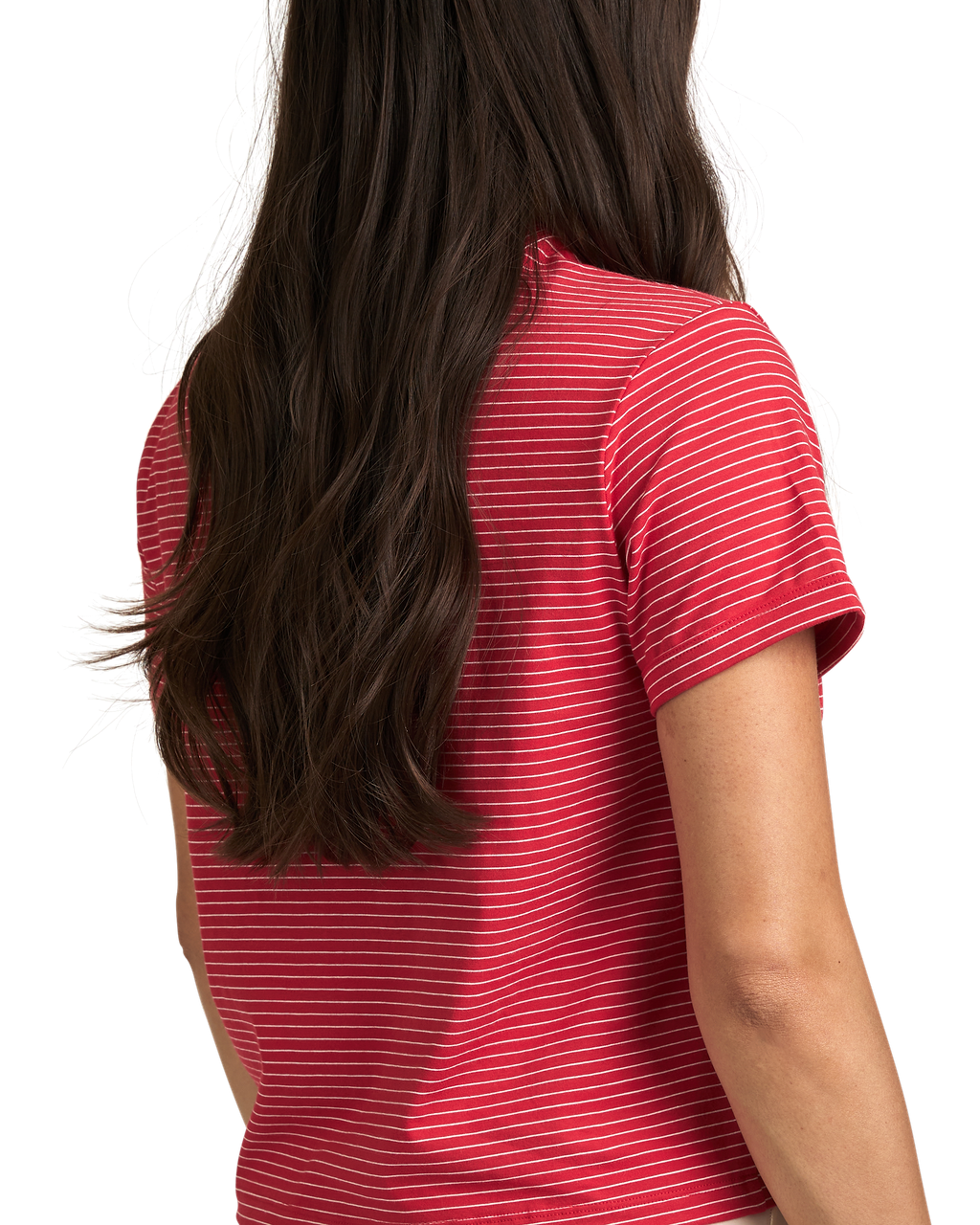 Cropped Striped Tee - Red/White