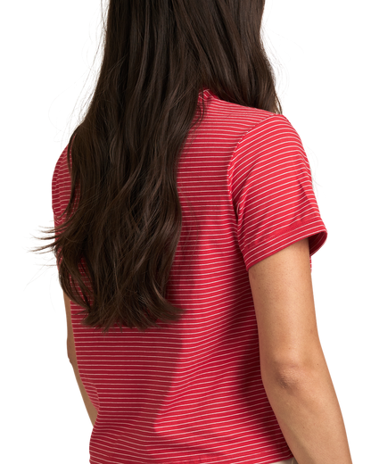 Cropped Striped Tee - Red/White