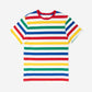 a multi color tee shirt with big stripes