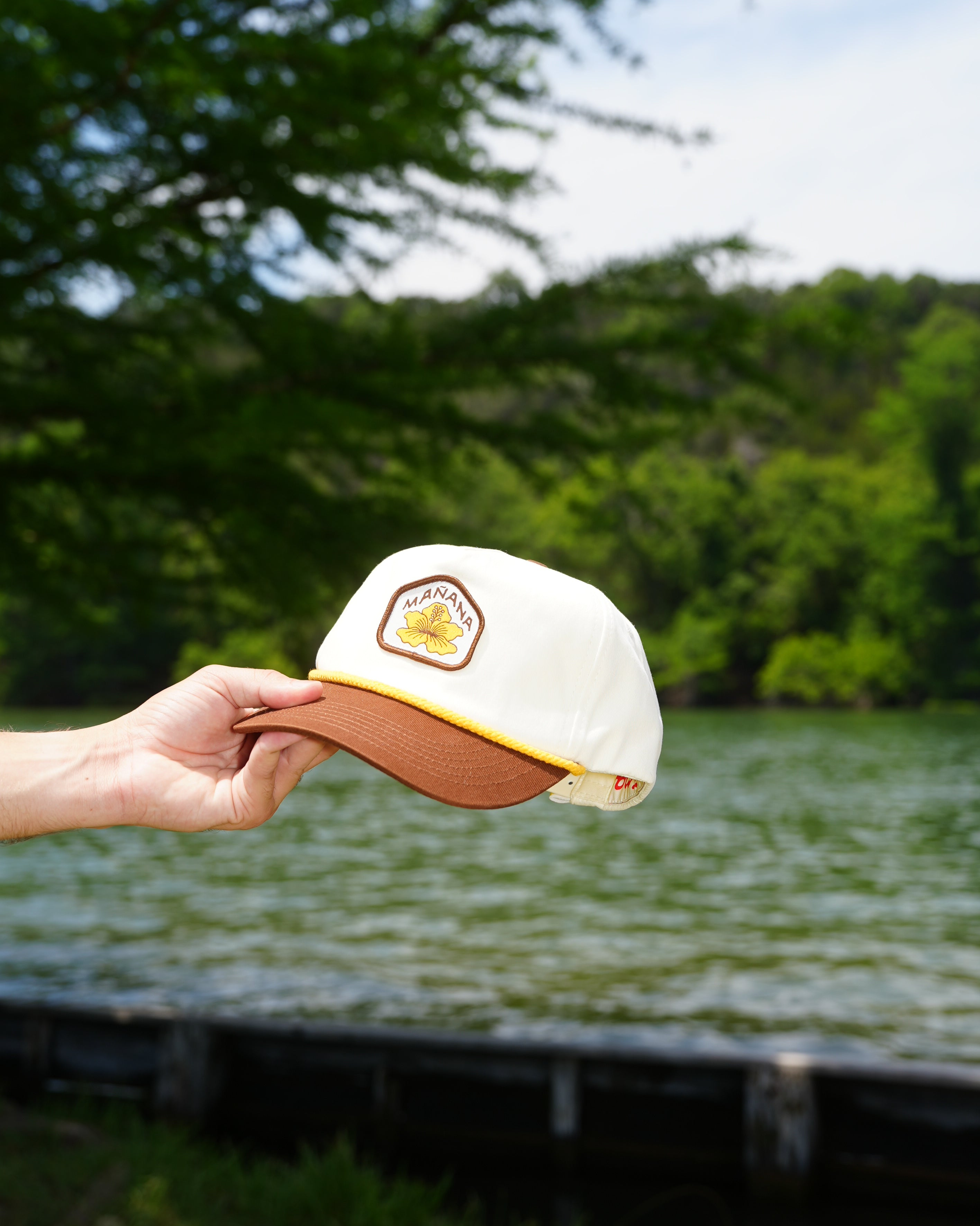 Hibiscus Twill Hat - Off White / Brown