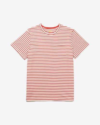 Striped Pocket Tee - White/Red