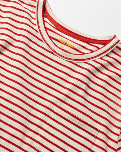 Striped Pocket Tee - White/Red